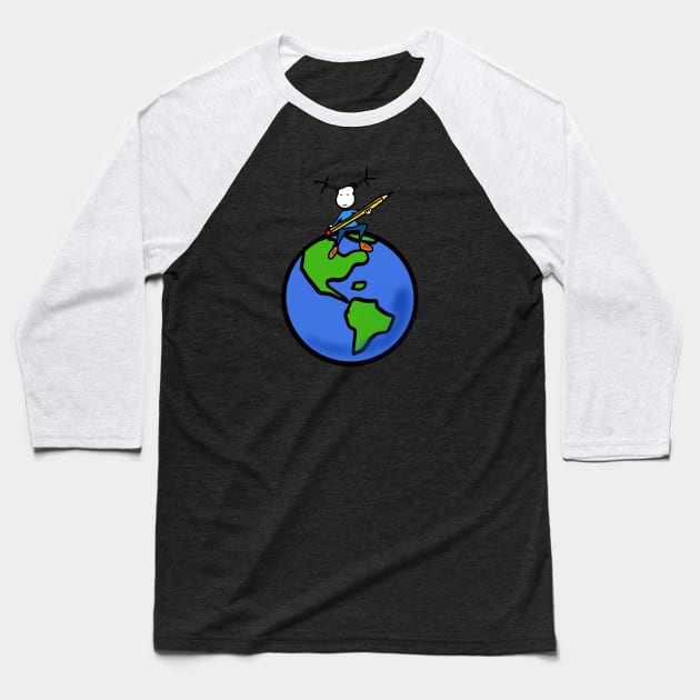 World drawing Baseball T-Shirt by Guastevi